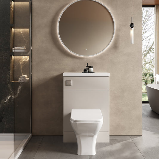 Hudson Reed Fusion 600mm Compact Pebble Grey Toilet Unit with Polymarble Top