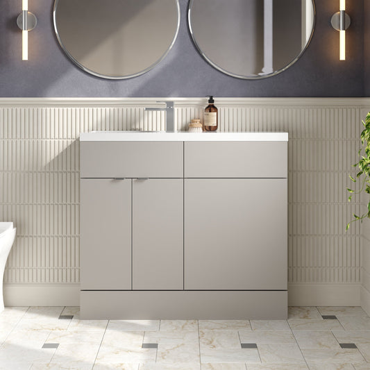 Hudson Reed Fusion 1000mm Pebble Grey Compact Combination Vanity & Toilet Unit