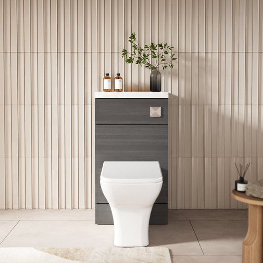 Hudson Reed Fusion 500mm Anthracite Woodgrain Toilet Unit & Top