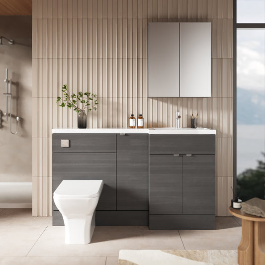 Hudson Reed Fusion 1500mm Floor Standing 2 Door Vanity Basin & Toilet Combination Right Hand