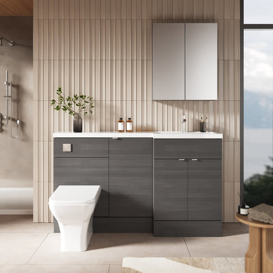 Hudson Reed Fusion 1500mm Floor Standing 2 Door Vanity Basin & Right Hand Toilet Combination Unit