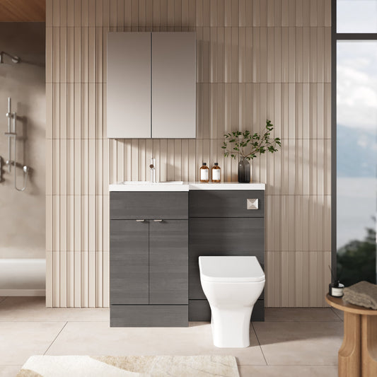 Hudson Reed Fusion 1000mm Left Hand Floor Standing 2 Door Vanity Basin & Toilet Combination With Handles
