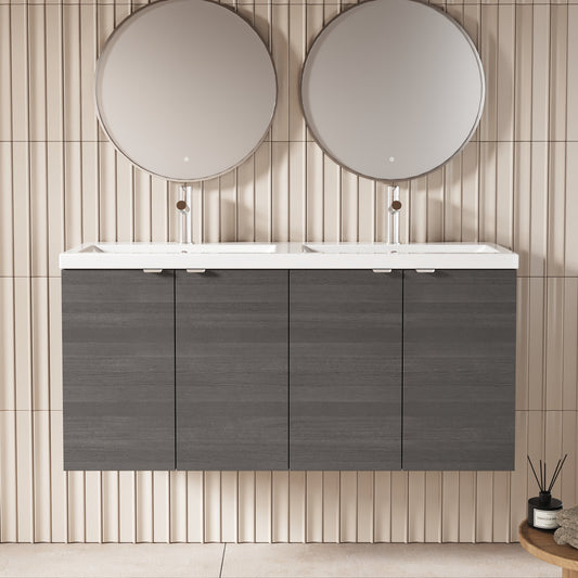 Hudson Reed Fusion 1200mm Wall Hung 2 Door Vanity Unit & Twin Ceramic Basin