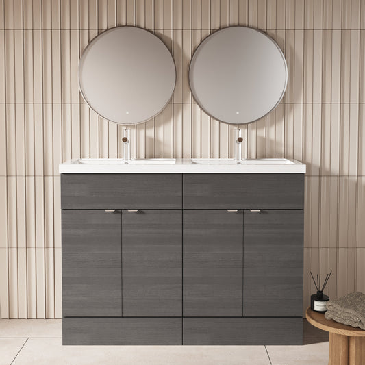 Hudson Reed Fusion 1200mm Floor Standing Vanity Unit with Twin Polymarble Basin