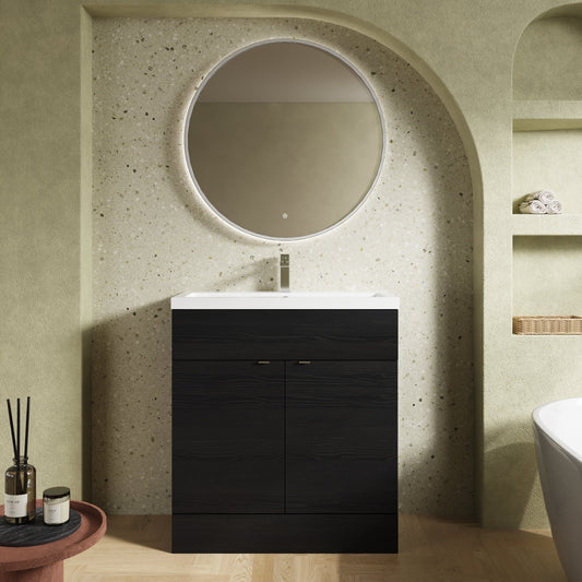 Hudson Reed Fusion 800mm Charcoal Black Floor Standing 2 Door Vanity Unit with Basin
