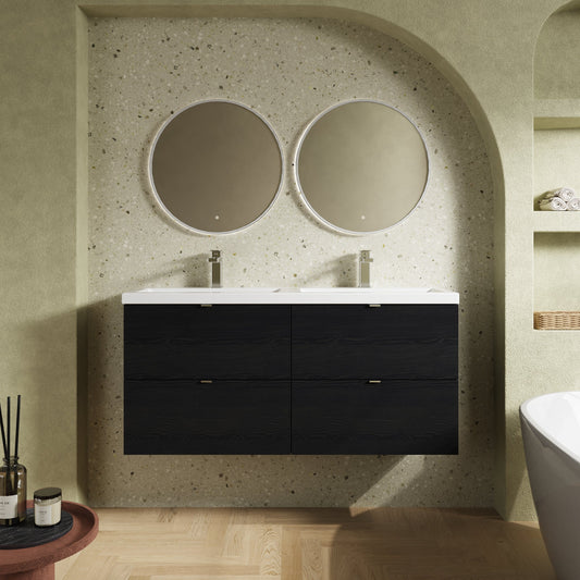 Hudson Reed Fusion 1200mm Wall Hung 4 Drawer Vanity Unit With Twin Ceramic Basin