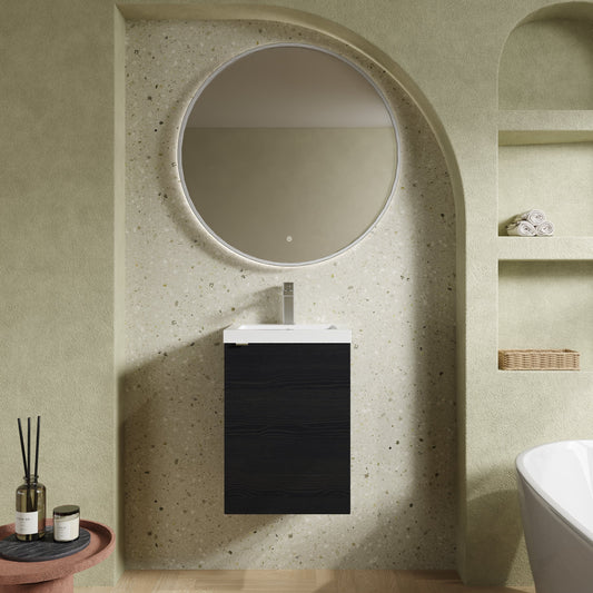 Hudson Reed Fusion 400mm Charcoal Black Wall Hung 1 Door Vanity Unit & Basin