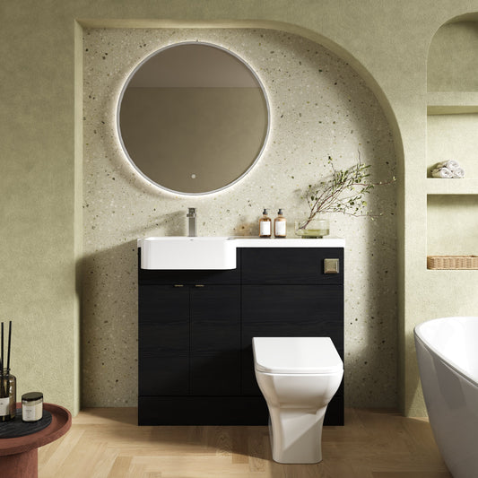 Hudson Reed Fusion 1000mm Charcoal Black Floor Standing Vanity Toilet Basin Unit