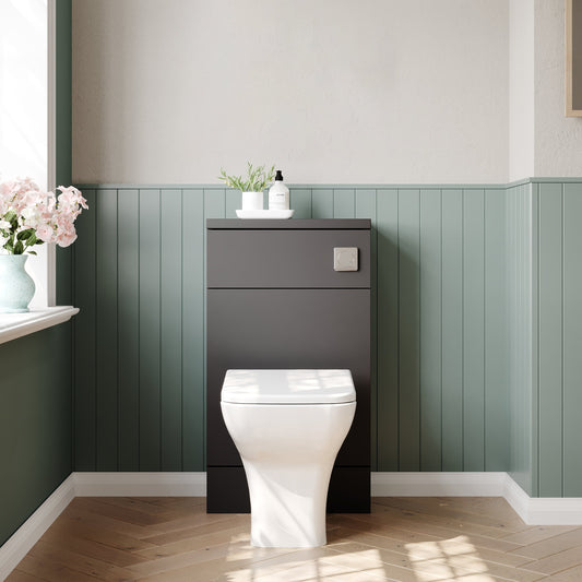 Hudson Reed Fusion Compact 500mm Gloss Grey Floor Standing Toilet Unit With Coordinating Top