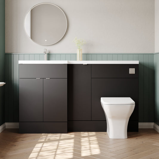Hudson Reed Fusion 1500mm Floor Standing 3 Door Vanity Basin & Left Hand Toilet Combination