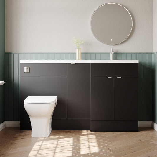 Hudson Reed Fusion 1500mm Right Hand Gloss Grey Floor Standing 3 Door Vanity Basin & Toilet Combination