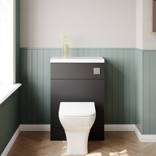Hudson Reed Fusion 600mm Gloss Grey Floor Standing Toilet Unit With Polymarble Top