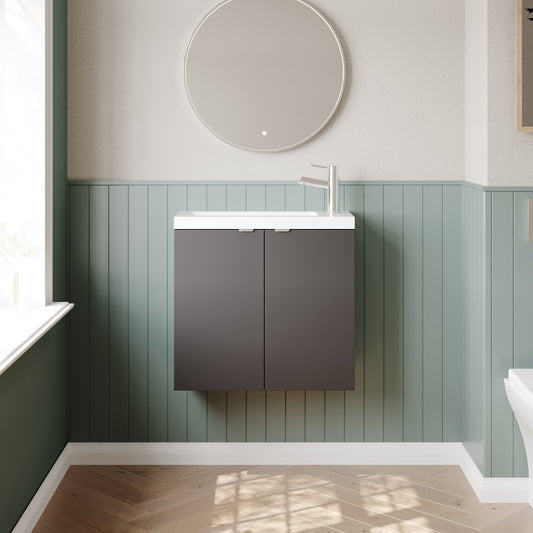 Hudson Reed Fusion 600mm Wall Hung 2 Door Vanity Unit & Basin With Soft Close Doors