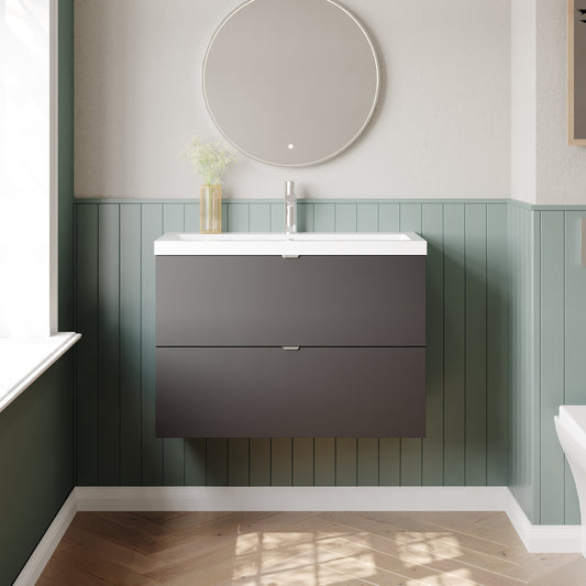 Hudson Reed Fusion 800mm Wall Hung 2 Drawer Vanity Unit & Basin