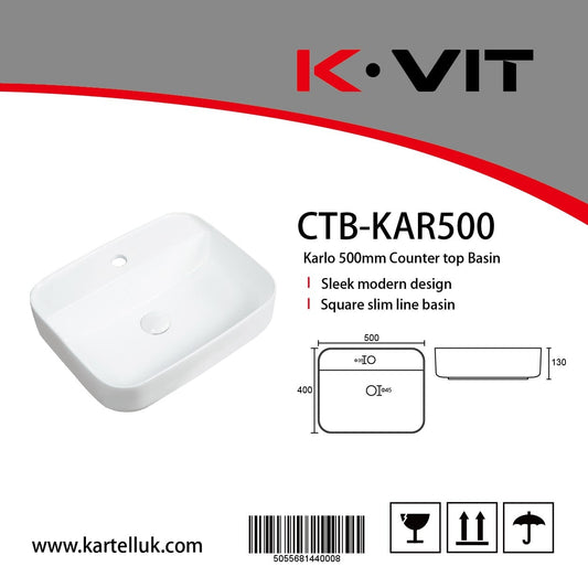 Karlo 500mm Counter top Basin