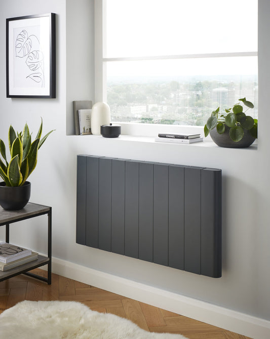 Capri Electric Aluminium Panel Heater 2000W Horizontal 500 x 907mm - Anthracite