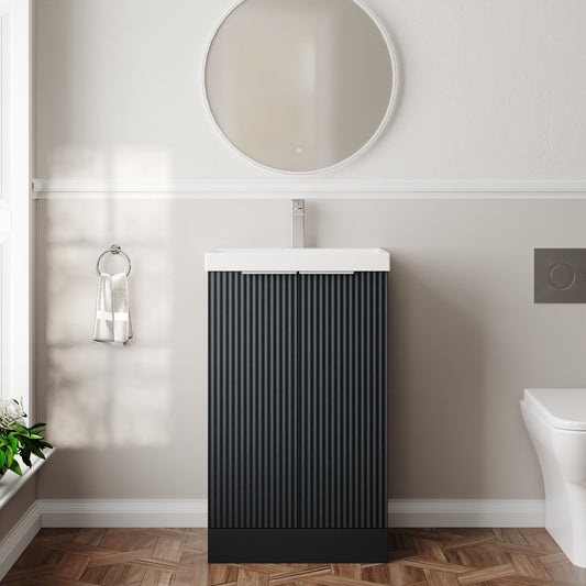 Hudson Reed Fluted 500mm Floor Standing Vanity Unit Including Basin