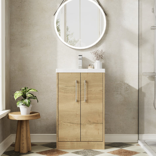 Hudson Reed Juno 500mm Floor Standing Vanity Unit With 2 Soft Close Doors and 1 Tap Hole Basin