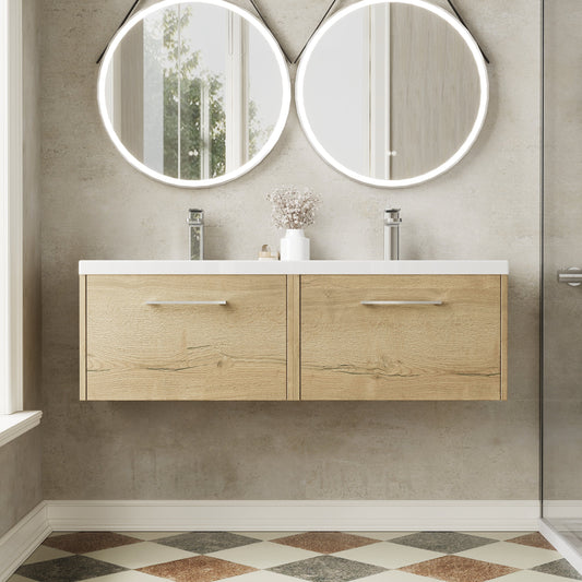 Hudson Reed Juno 1200mm Wall Hung 2-Drawer Vanity Unit with Double Basin