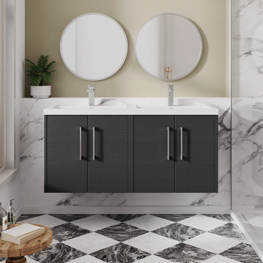 Hudson Reed Juno 1200mm Wall Hung 4-Door Vanity Unit with Double Basin