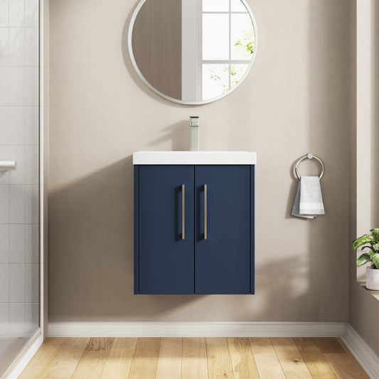 Hudson Reed Juno 510mm Wall Hung 2-Door Vanity & Basin With Soft Close Drawers