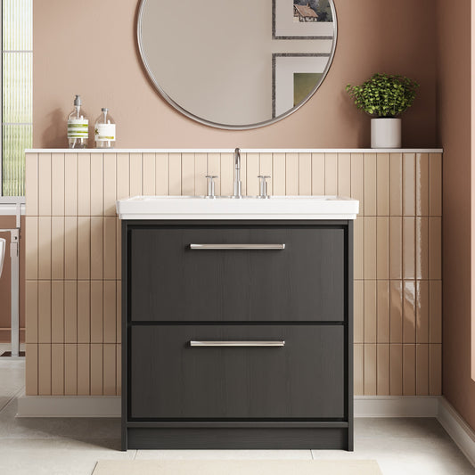 Hudson Reed Lille 800mm Floor Standing 2-Drawer Vanity Unit With 3 Tap Hole Basin