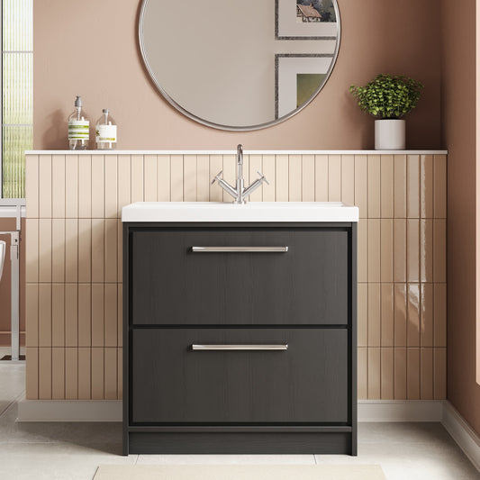 Lille 800mm Floor Standing 2-Drawer Vanity with Basin - 1 Tap Hole