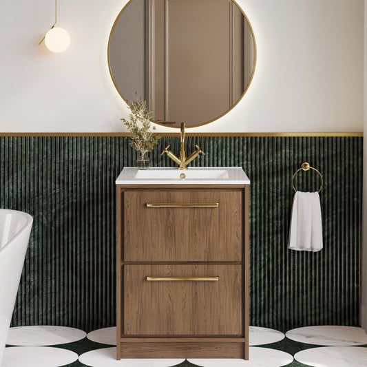 Lille 600mm Floor Standing 2-Drawer Vanity with Basin - 1 Tap Hole