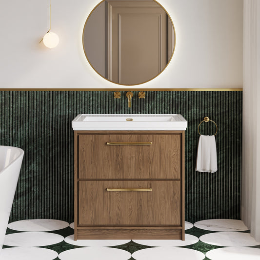 Lille 800mm Floor Standing 2-Drawer Vanity with Basin - 0 Tap Hole