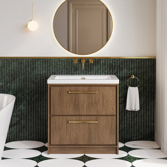 Lille 800mm Floor Standing 2-Drawer Vanity with Basin - 0 Tap Hole