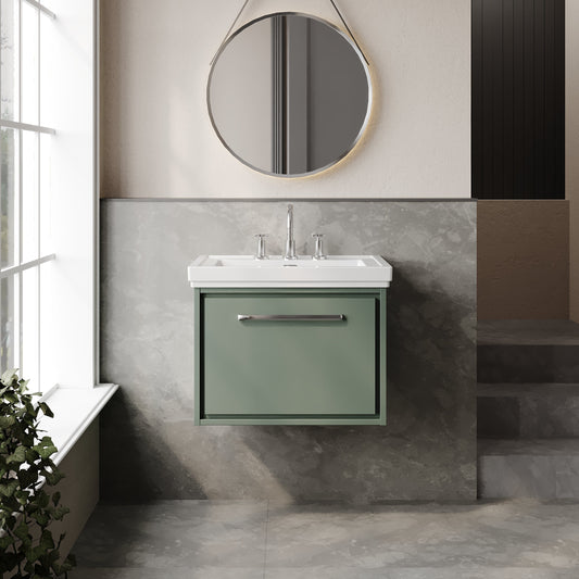 Lille 600mm Wall Hung Single Drawer Vanity with Basin - 3 Tap Hole