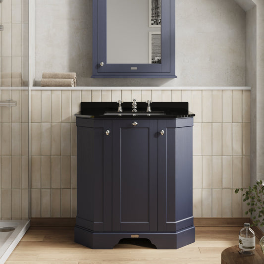 Hudson Reed Old London 750mm Floor Standing 3 Door Vanity Unit with 3 Tap Hole Black Marble Top Basin