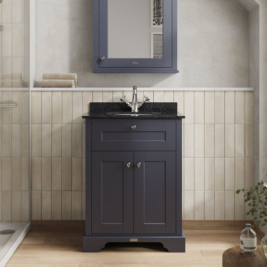 Hudson Reed Old London 600mm Floor Standing 2 Door Vanity Unit With Black Marble Top Basin