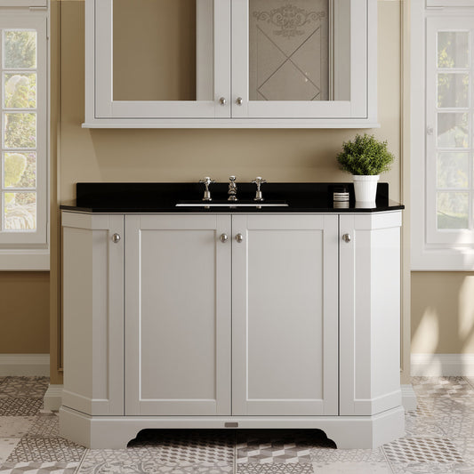 Hudson Reed Old London 1236mm Timeless Sand Floor Standing Vanity Unit With 3 Tap Hole Black Marble Top Basin