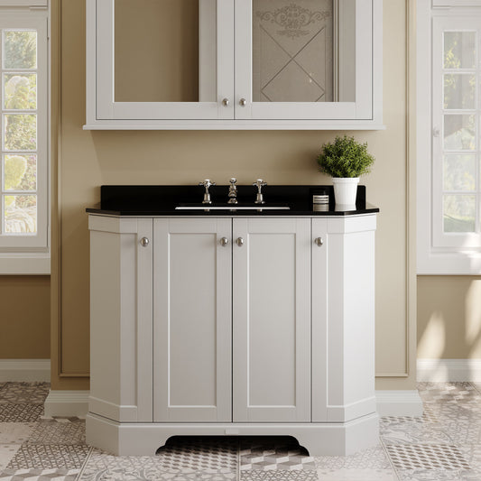 Hudson Reed Old London 1000mm Floor Standing 4 Door Vanity Unit with 3 Tap Hole Black Marble Top Basin