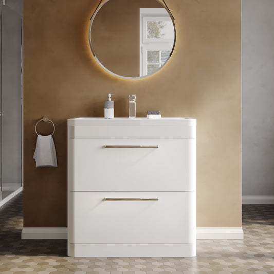 Hudson Reed Solar 800mm Floor Standing 2 Drawer Vanity Unit With Ceramic Basin