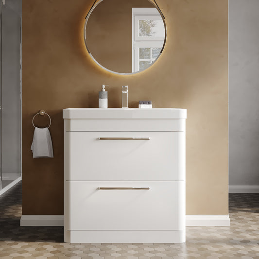 Hudson Reed Solar 800mm Floor Standing 2 Drawer Vanity Unit With Ceramic Basin