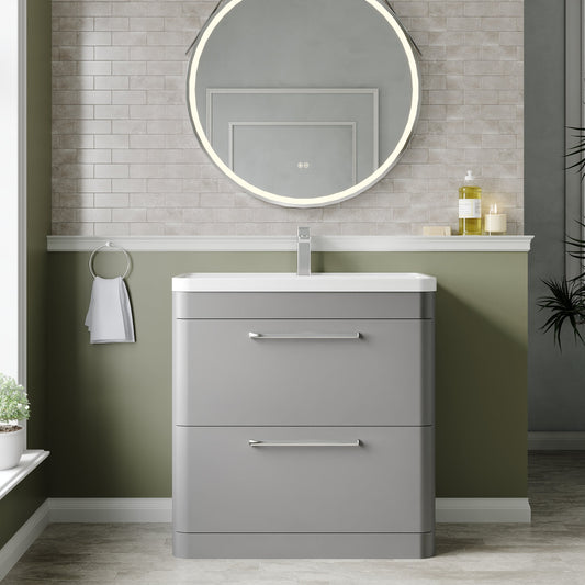 Hudson Reed Solar 800mm Floor Standing 2 Drawer Vanity Unit With Polymarble Basin