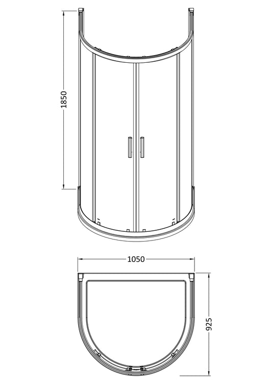 Hudson Reed Pacific 1050mm D-Shape Shower Enclosure