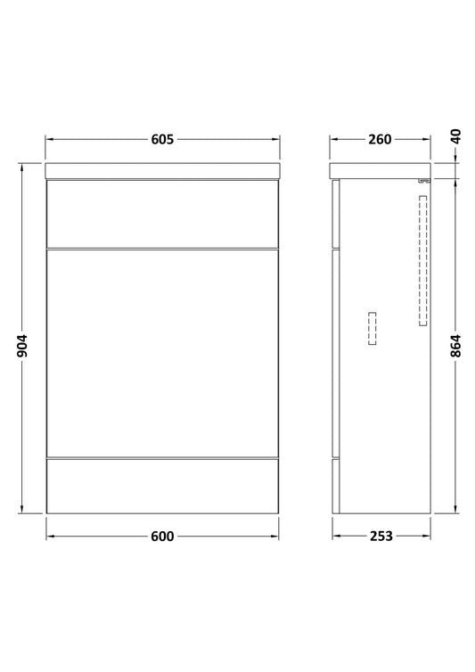 Hudson Reed Fusion 600mm Compact Toilet Unit & Polymarble Top