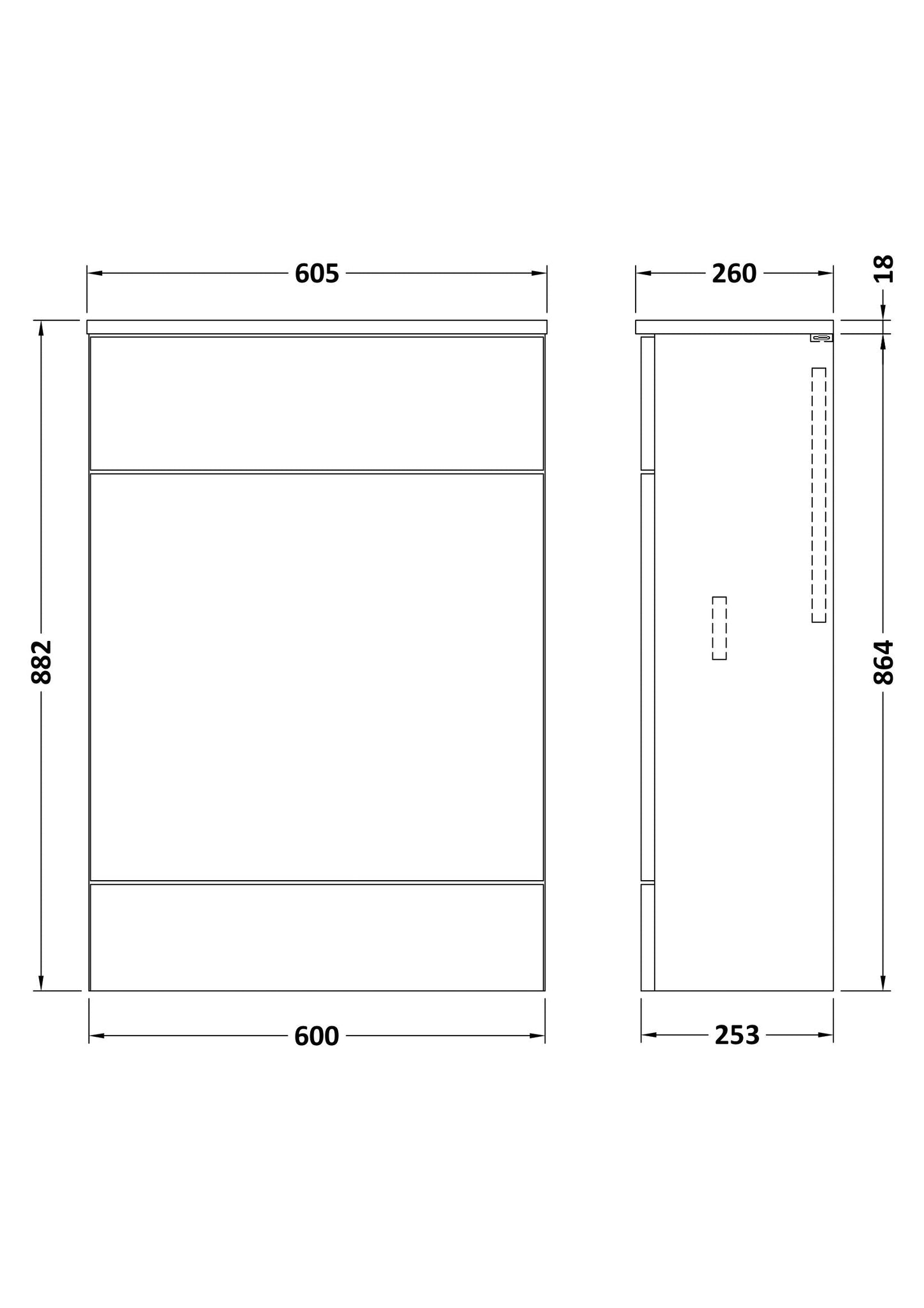 Hudson Reed Fusion 600mm 255mm Deep Bleached Oak WC Unit
