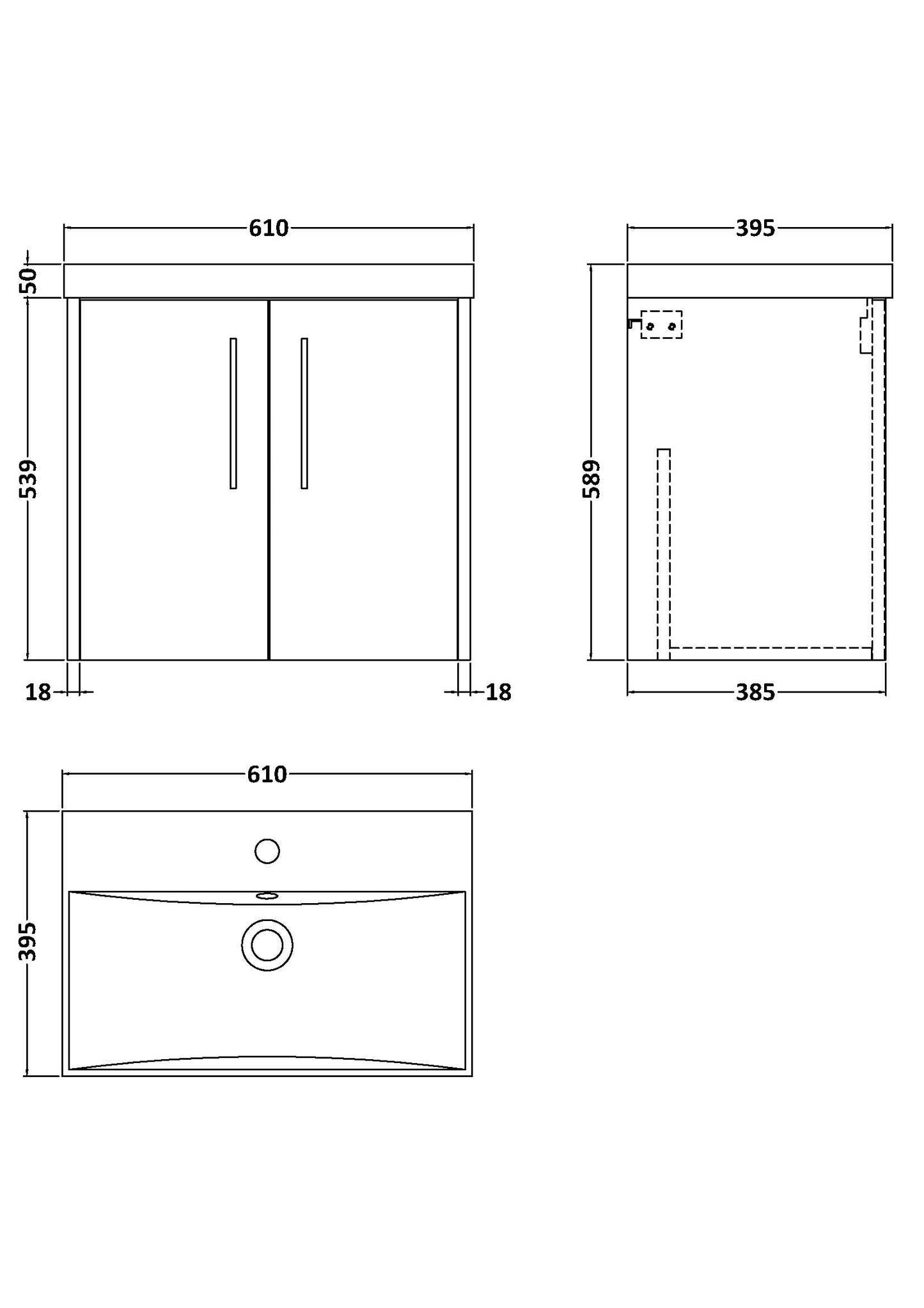 Hudson Reed Juno 600mm Wall Hung 2-Door Autumn Oak Vanity Unit with 1 Tap Hole Basin