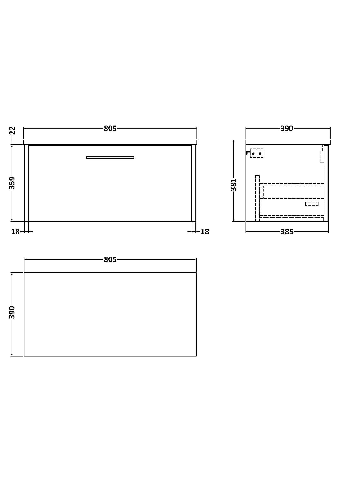 Hudson Reed Juno 800mm Autumn Oak Wall Hung Vanity Unit With Laminate Top