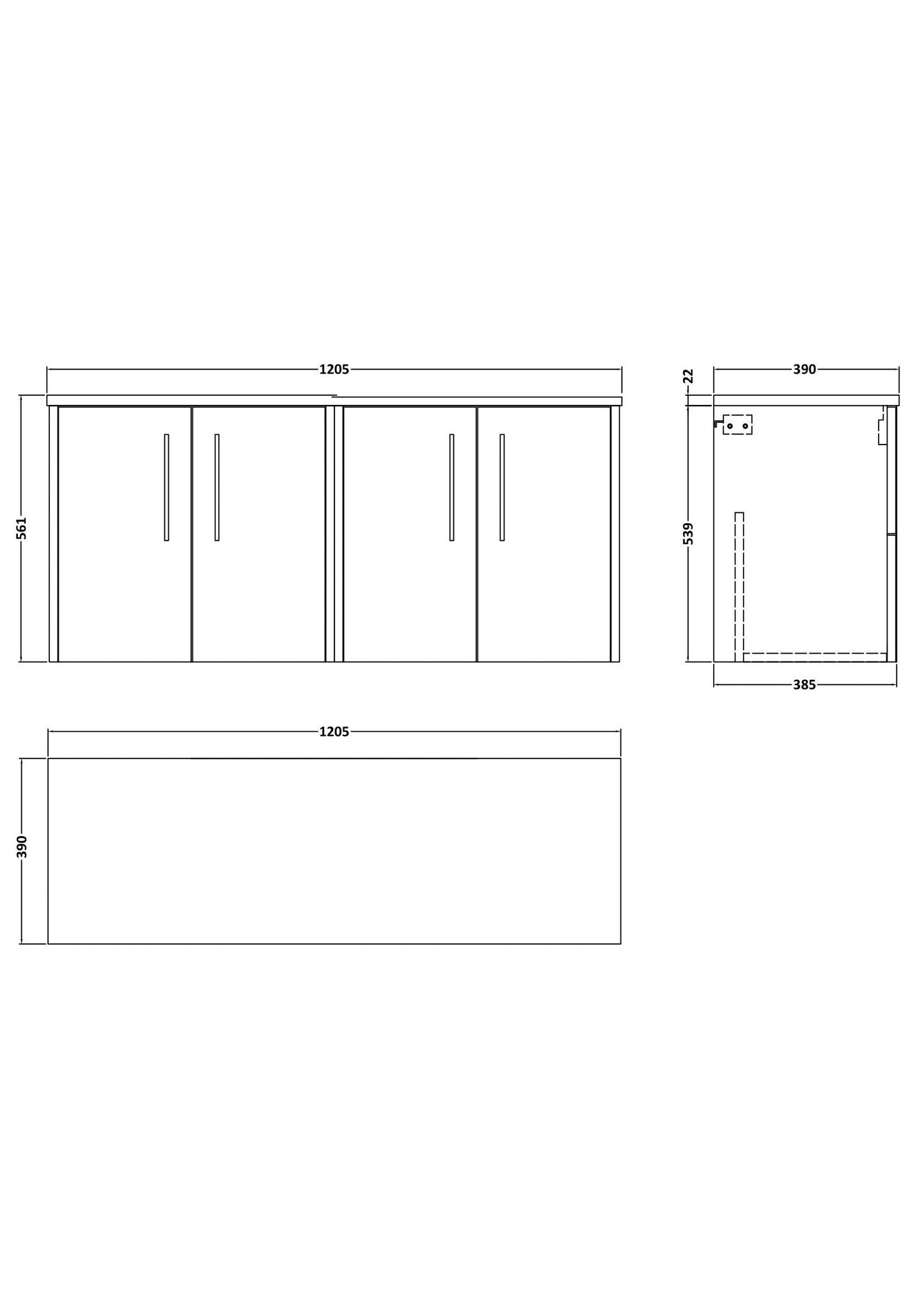 Hudson Reed Juno 1205mm Midnight Blue Contemporary Wall Hung Vanity Unit With Laminate Worktop