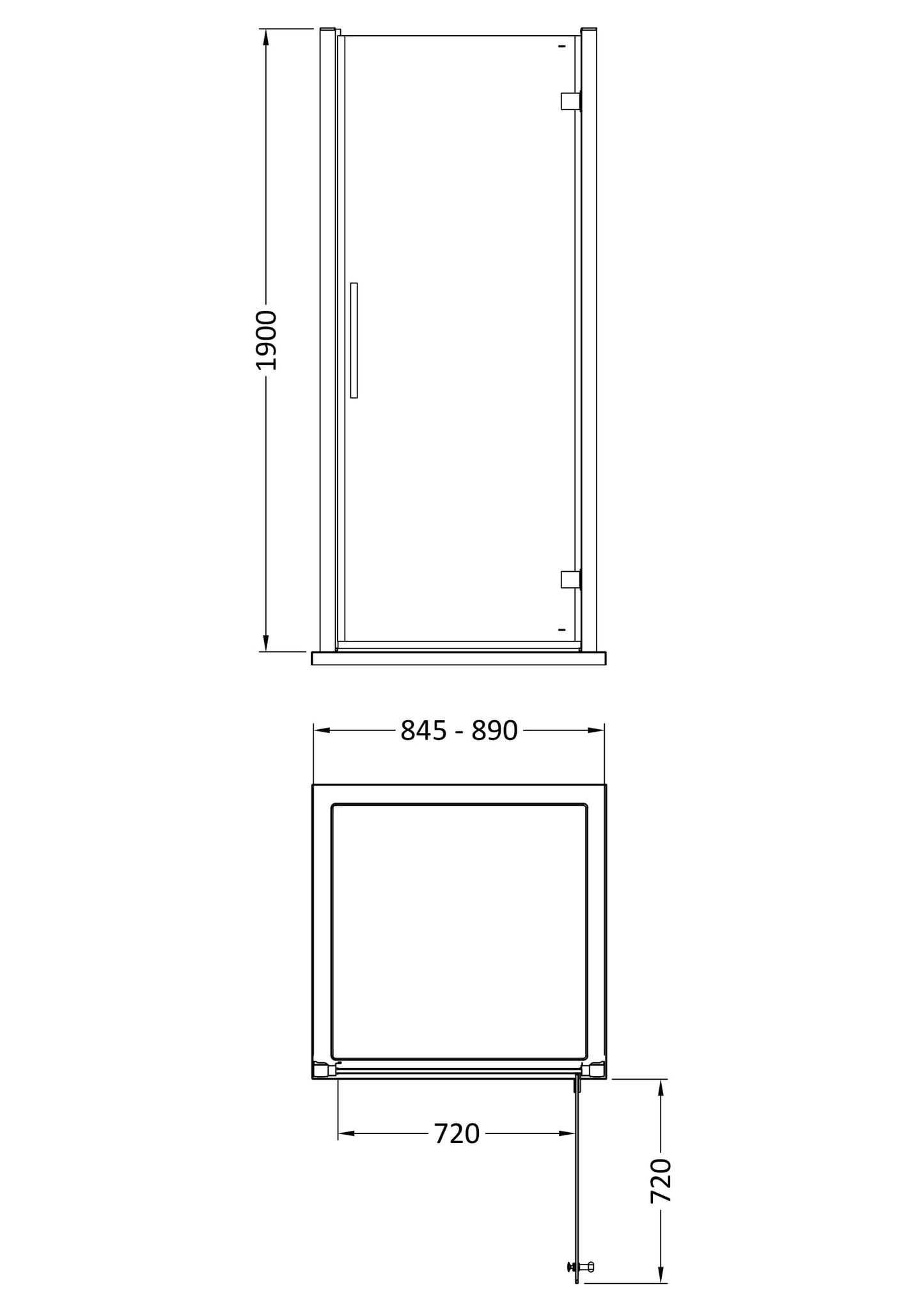 Hudson Reed Apex 900mm Chrome Hinged Shower Door With Handle