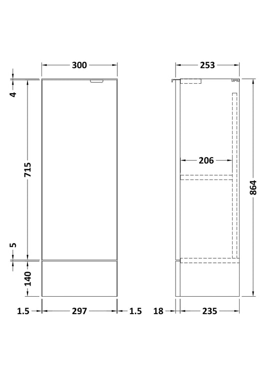 Hudson Reed Fusion 300mm 1 Door Bleached Oak Compact Floor Standing Base Unit With Handles