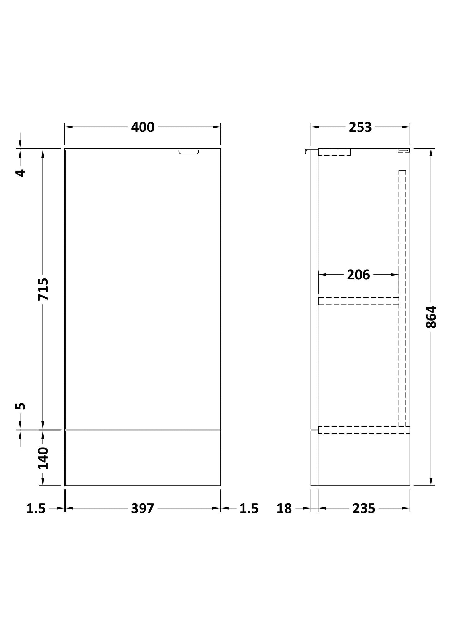Hudson Reed Fusion 400mm 1 Door Pebble Grey Compact Floor Standing Base Unit With Handles