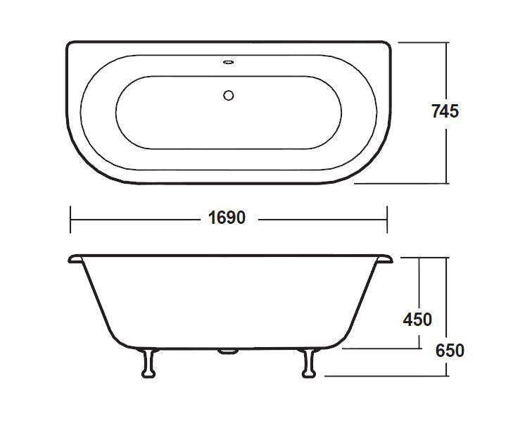 Hudson Reed Leg 1700mm Freestanding Bath With Legs