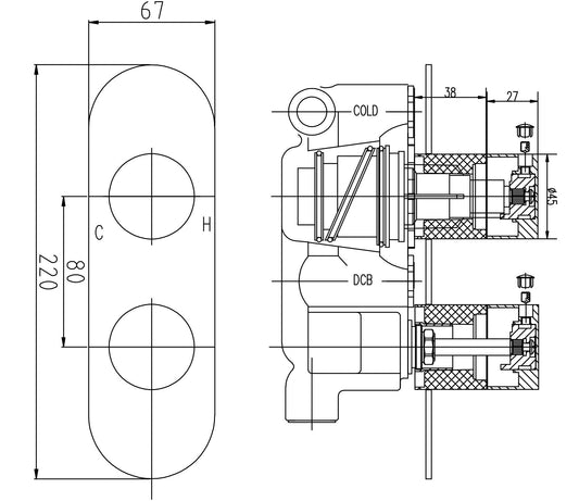 Indus Twin Thermostatic Shower Valve
