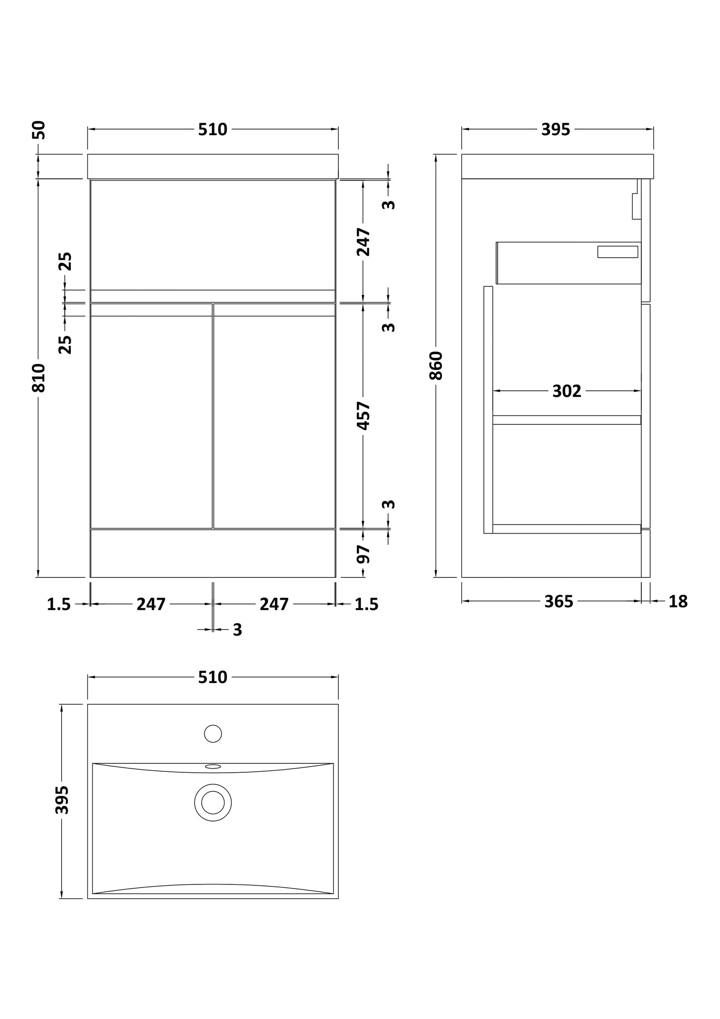 Hudson Reed Urban 500mm Floor Standing Vanity Unit With Basin